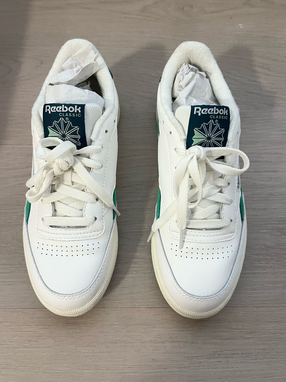 Reebok White Sneakers with Green Accents